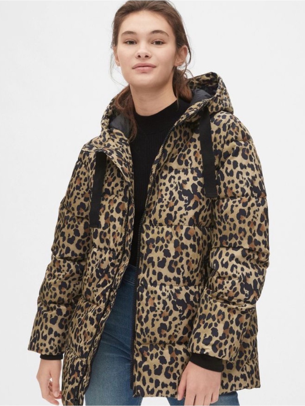 Gap ColdControl Max Leopard Print Puffer Jacket Size Small